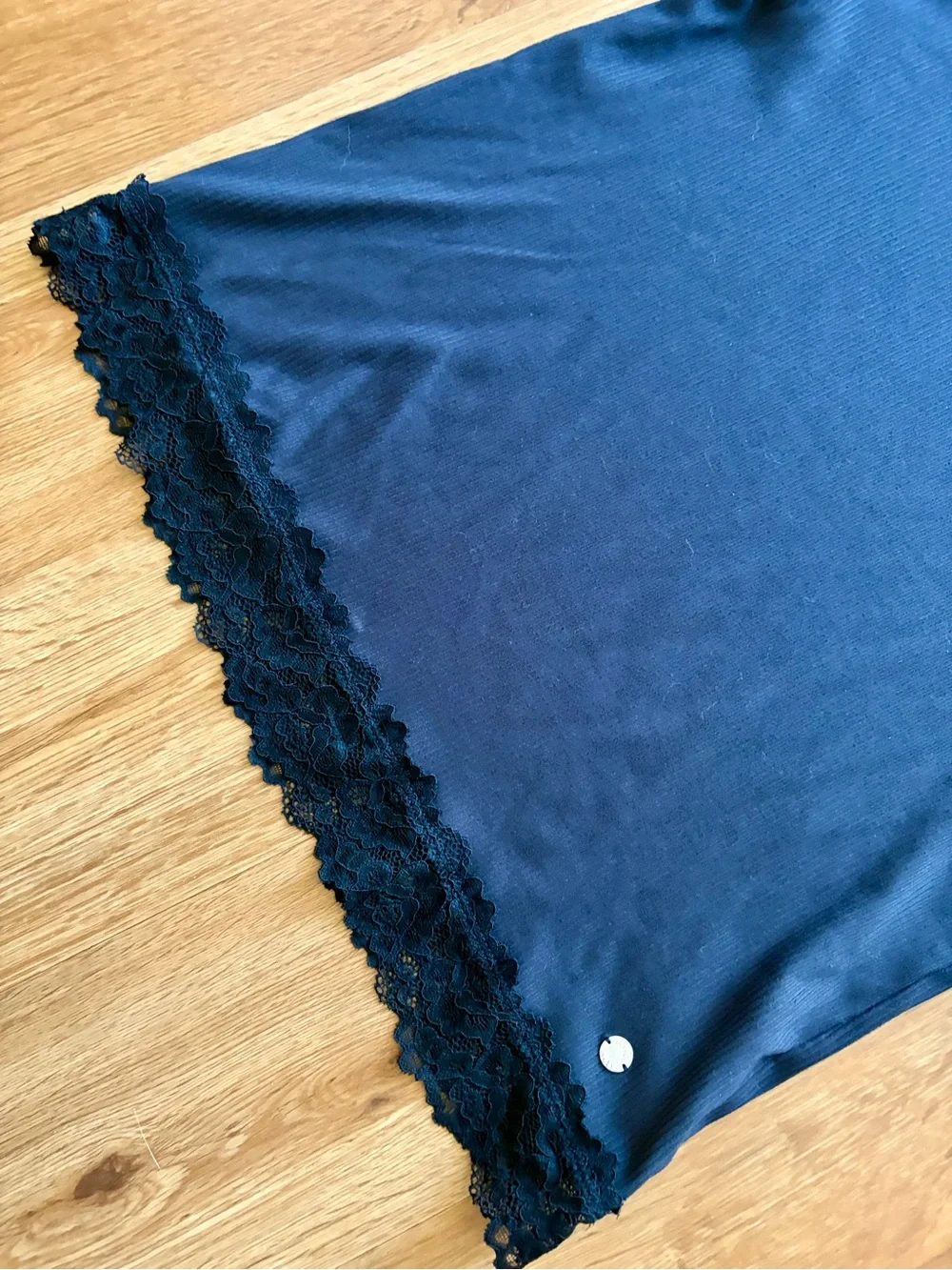 Justice Black Short Sleeve Lace-Hem Tee